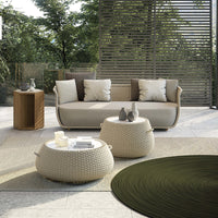 Outdoor Teak Rattan Sofa Waterproof Sunscreen Villa Hotel Single Courtyard Woven Sofa Combination Leisure Chair