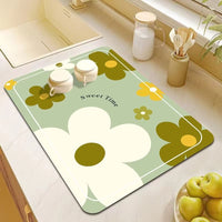 Diatomaceous Earth Absorbent Kitchen & Bathroom Mat, Non-Slip Quick Dry Countertop Drain Pad
