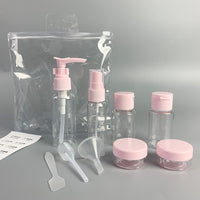 Travel Size 6-Piece White Portable Bottle Set with Spray Pump and Flip Cap, 50ml