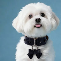 Pet Leather Bow Tie Collar for Dogs, Adjustable and Comfortable