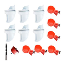 DIY Poultry Automatic Feeder Kit with Black Rubber Rings, Chicken Feeder Troughs, and Nipple Drinkers