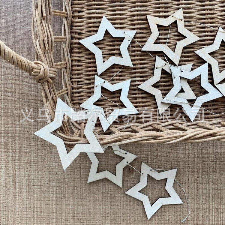 Ins Style Wooden Cherry Star Garland for Kids' Room Decor & Photo Props