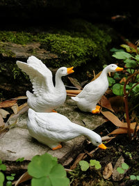 Outdoor Garden Pond Decor Drinking Duck Goose Figurines Patio Balcony Ornament