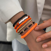 Halloween Skull Clay Bead Bracelet Set for Women