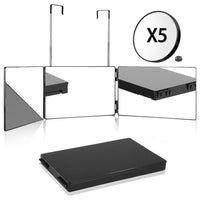 Portable Tri-Fold Mirror with Stand for Self-Haircut & Makeup, USB Rechargeable or Non-Lit Options