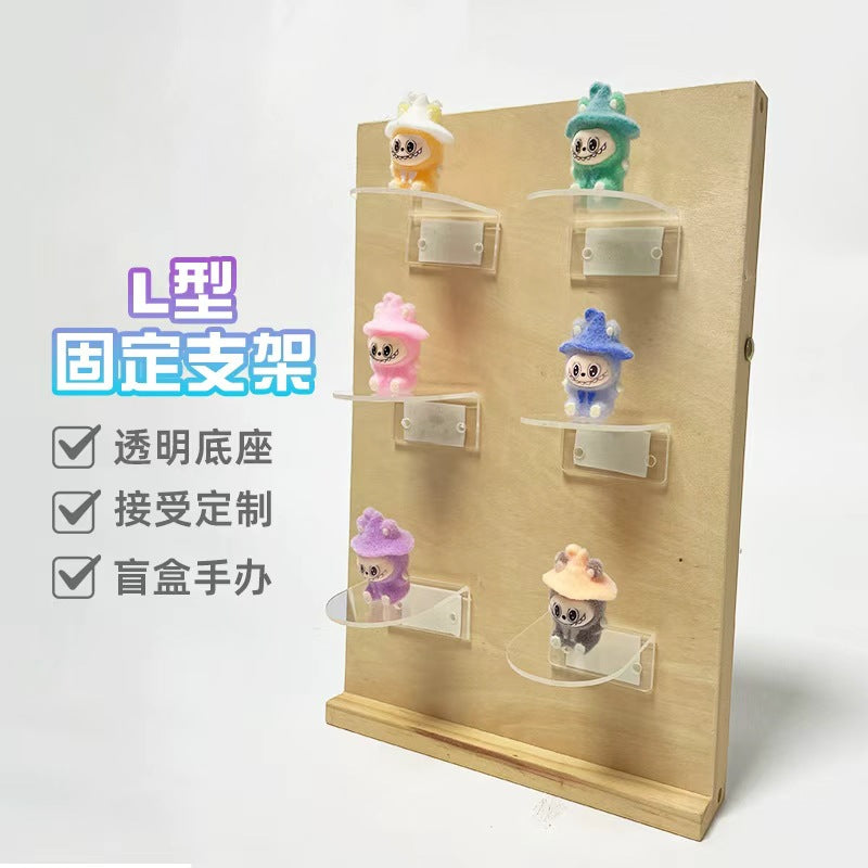 Clear Acrylic L-Shaped Display Stand for Figurines, Dolls, and Photo Frames