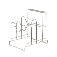 Stainless Steel Pot Lid Holder with Chopping Board and Knife Rack, Multi-functional Kitchen Storage Organizer