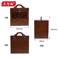 Wooden Cosmetic Jewelry Box with Mirror, European Style Portable Large Makeup Storage Case