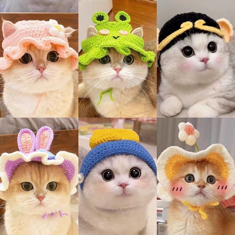 Pet Cat Dog Knitted Hat Headwear Funny Costume Accessory