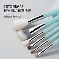 Portable 6-Piece Makeup Brush Set with Storage Barrel - Soft Bristle Eyeshadow, Foundation, Contour Brushes