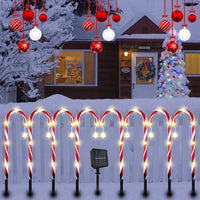 Solar Powered LED Candy Cane Pathway Lights for Christmas Garden Decoration
