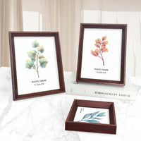 MDF Wood Photo Frame Walnut Finish for Tabletop or Wall Mounting