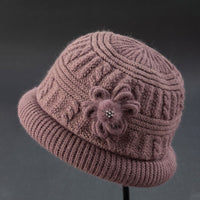 Women's Winter Knit Beanie Hat and Scarf Set for Middle-Aged and Elderly, Fleece Lined Warm