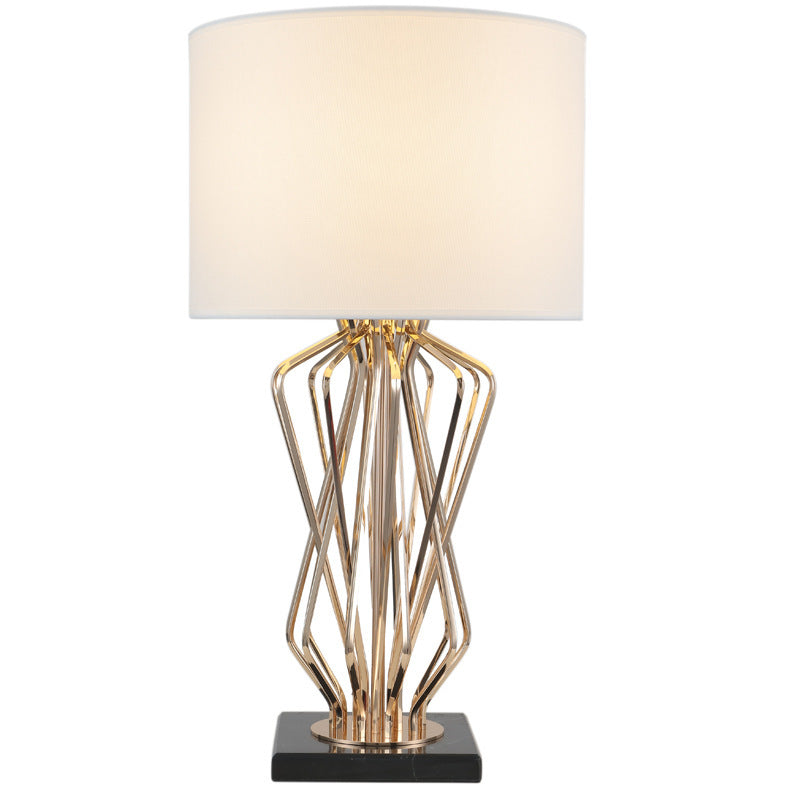 Modern Creative Metal Stand Table Lamp with Marble Base for Living Room Bedroom Hotel Decor