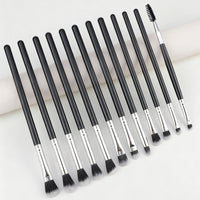 12-Piece Soft Nylon Eyeshadow Brush Set with Wooden Handles for Blending and Eye Makeup