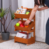 Solid Wood 2/3/4-Tier Storage Shelf for Living Room Bedroom