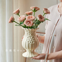 Lily of the Valley Ceramic Vase Vintage Art Decor for Living Room Dining Table Flower Arrangement