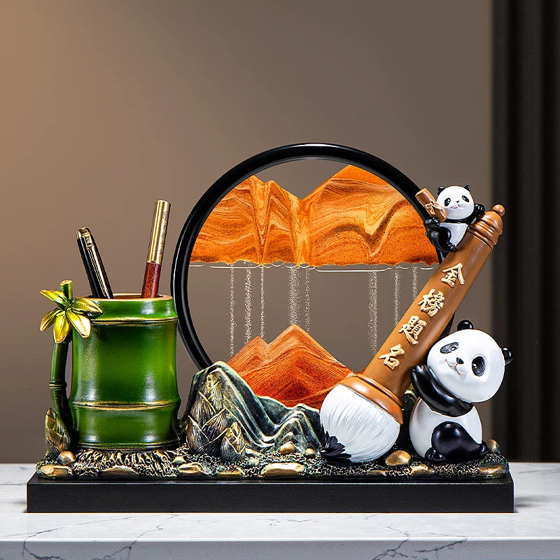 Good Luck Panda Pen Holder with Quicksand for Students, Graduation & Exam Gift