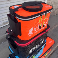 Thickened Foldable Fishing Bucket Live Fish Container with Side Pocket for Fishing Supplies