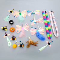 Interactive Feather Wand Cat Toy with Replaceable Heads