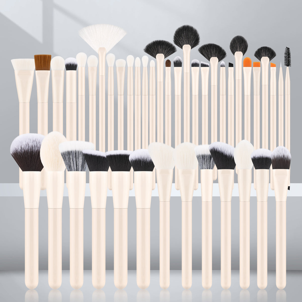 42-Piece Morandi Color Makeup Brush Set with Wooden Handles