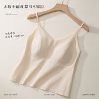 Cotton Linen Built-in Bra Camisole with Padded Chest