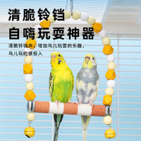Parrot Ceramic Perch Swing with Grinding Stick for Beak and Claw Care, Bird Cage Toy