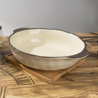 Large Ceramic Serving Bowl with Handles for Soups and Stews, 12-14 Inch