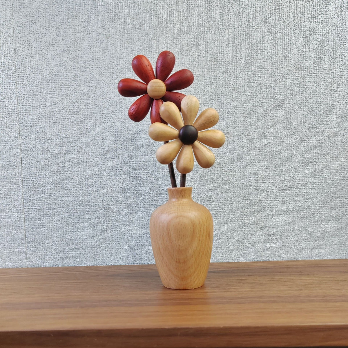 Creative Home Decor Solid Wood Mini Vase Ornament for Desk, Balcony, or Car