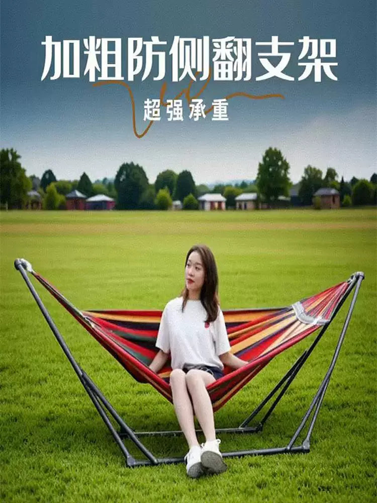 Foldable Hammock Stand with Optional Canvas Hammock, Indoor/Outdoor Multi-functional Support Frame