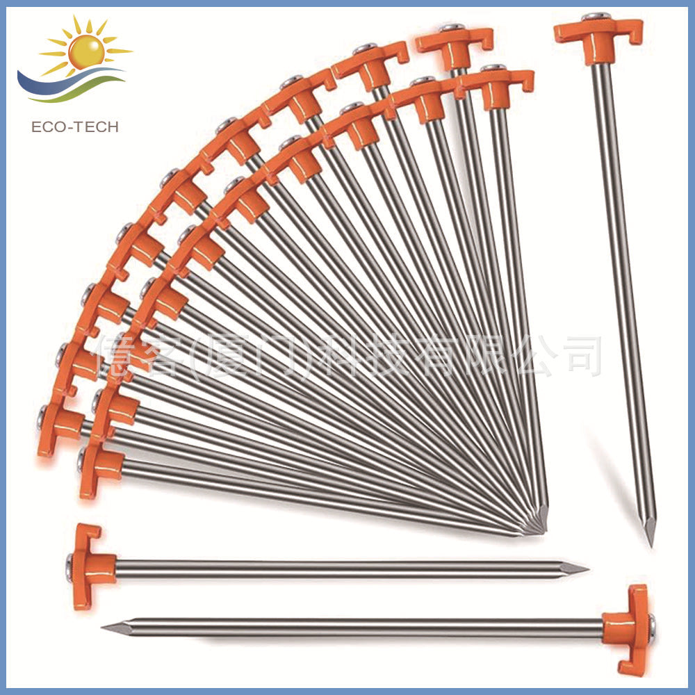 20-Piece Orange Camping Tent Stakes Heavy Duty Metal Ground Pegs for Outdoor Garden