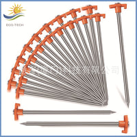 20-Piece Orange Camping Tent Stakes Heavy Duty Metal Ground Pegs for Outdoor Garden