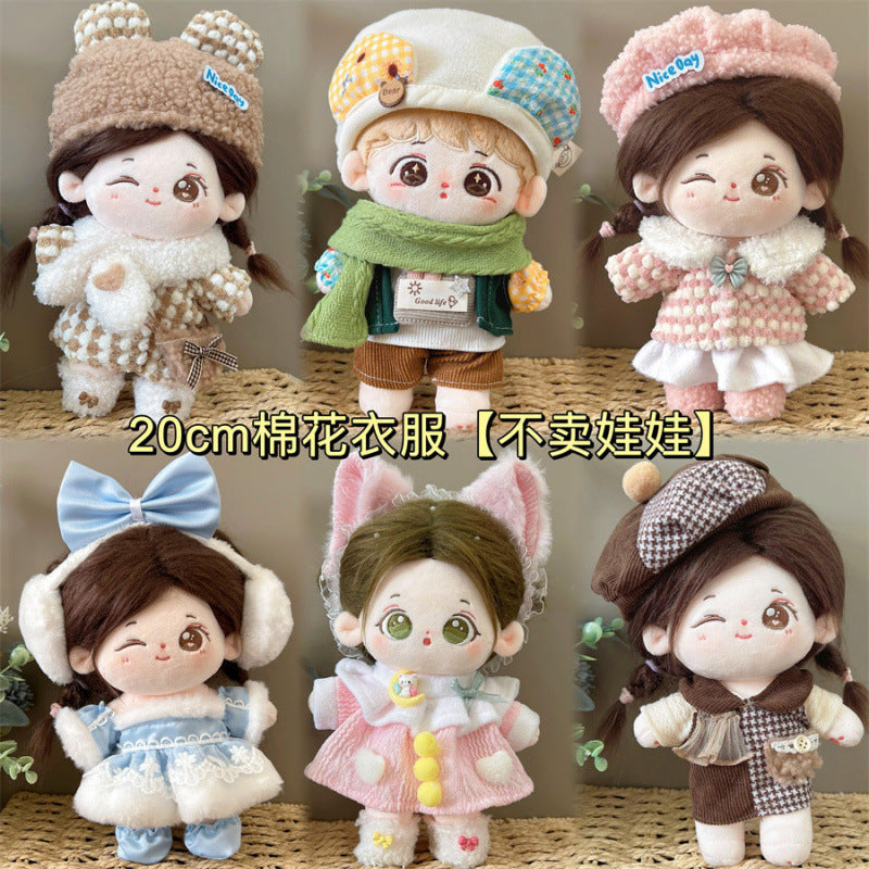 20cm Cotton Doll Clothes Set with Overalls Dress for Plush Dolls