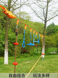Kids Indoor Outdoor Climbing Rope Swing Set with Rings and Disc for Sensory Integration Training