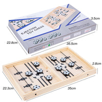 Wooden 2-in-1 Fast Sling Puck & Flying Chess Board Game for Family Fun