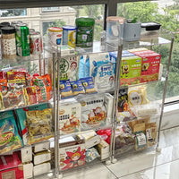 INS Style Clear Rolling Storage Cart with Multi-layer Shelves for Narrow Spaces