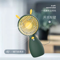 Cartoon Handheld Mini Fan with Lanyard, Portable USB Rechargeable Desk Fan for Students