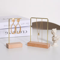 Jewelry Display Stand Metal Wood Base Earring Necklace Organizer Holder