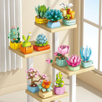 Mini Succulent Building Blocks Flower Pot Plant Toy for Girls