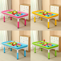 Kids Multi-functional Sand and Water Table with Building Blocks, Learning Toy Game Table for Toddlers and Children