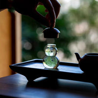 Crystal Glass Gourd Lid Holder for Teapots and Gaiwans, Fluorescent Tea Pet Ornament