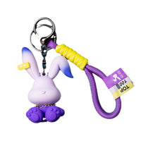 Gradient Rabbit Cartoon Car Keychain Backpack Ornament Couple Keyring Ins Small Gift