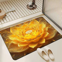 Diatomaceous Earth Absorbent Bath Mat with Lotus Pattern for Bathroom Entrance