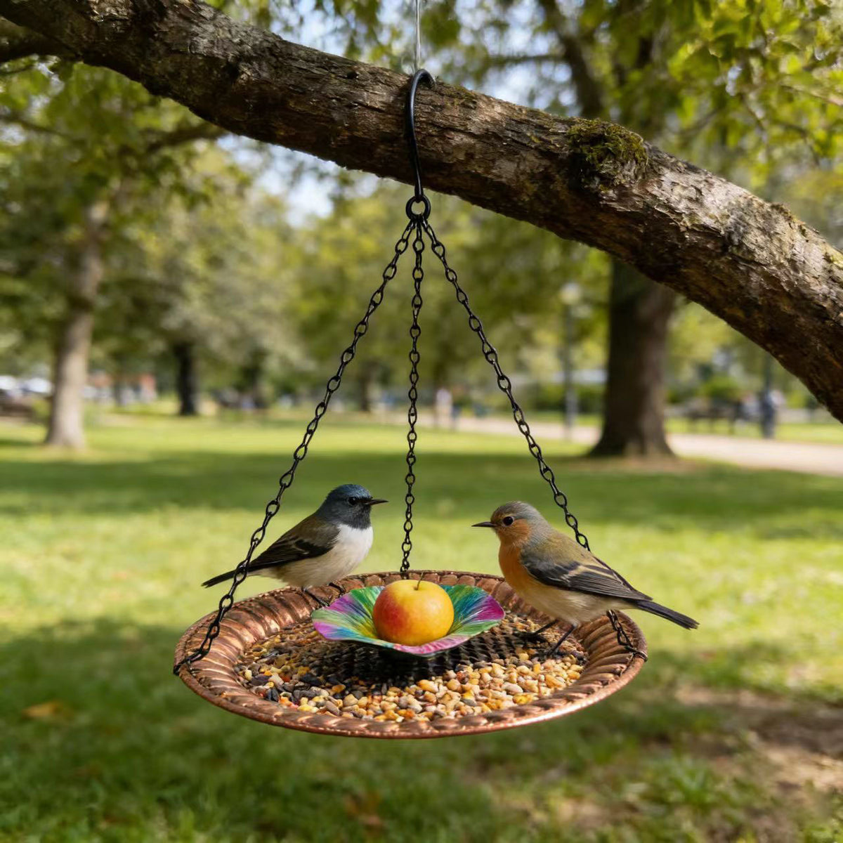 Hanging Iron Art Bird Feeder for Garden & Patio Decoration