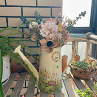 Rustic Iron Art Watering Can Planter Vase for Garden Decor and Hydroponics