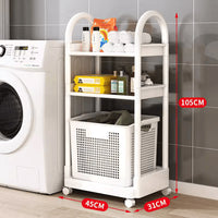 Multi-Layer Rolling Storage Cart with Laundry Hamper for Bathroom and Home Organization