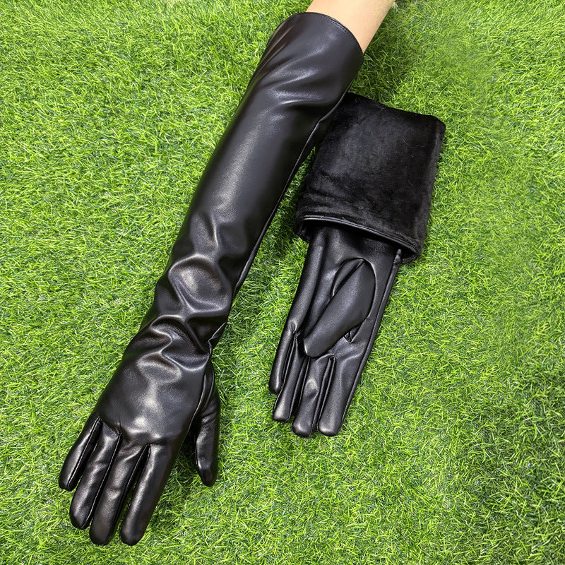Women's 50cm Extra Long Touchscreen Gloves Over-Elbow Warm Winter Fleece Lined Arm Sleeves
