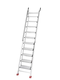 Household Aluminum Alloy Telescopic Folding Wall Straight Ladder, 10-Step Indoor Attic Staircase with Armrests