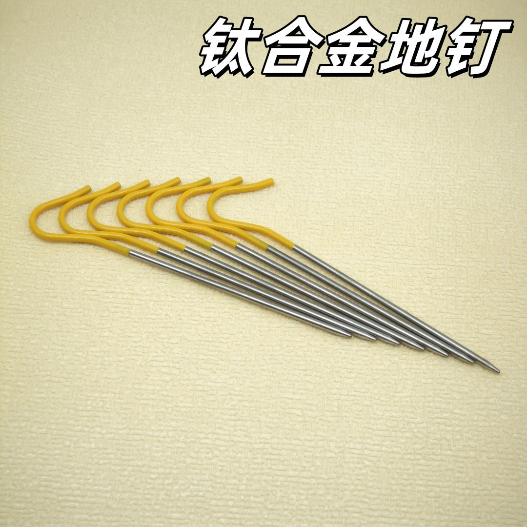Outdoor 3mm Titanium Alloy Tent Stakes Lightweight Rustproof Windproof Ground Pegs for Camping