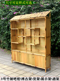 Natural Bamboo Display Shelf for Teahouse Restaurant Bar Counter Home Partition Movable Rack